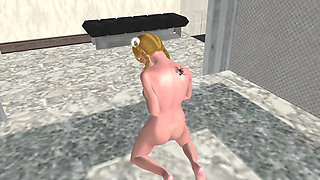 Cute Blond Girl Fingers Pussy & Masturbates with Cucumber 3D Cartoon Hentai