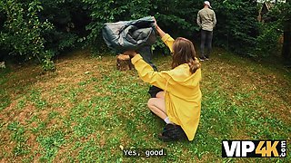 Vip4k. kinky lady hiker screws in the forest