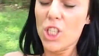 Very Hairy Pussy Brunette MILF Hardest Fuck in the Garden