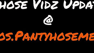 Cindy takes off her dress and uses a sex toy with pantyhose and high heels on