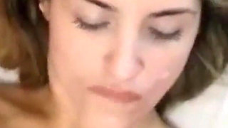 Double Cumshot with Facial and Swallowing a Lot of Milk From Two Big Cocks