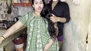 Full night non stop fucking in the kitchen of brother-in-law and sister-in-law, hard desi fuck all night