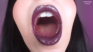 Wanker, Inhale My Divine Smoke - Close-up of My Mouth and Dark Purple Lipstick