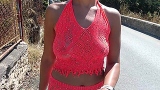 Walking, Flashing Tits and Pussy, Plus Pissing Outdoors in Croatia