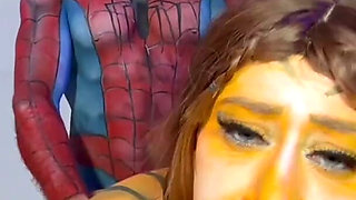 Tigra Takes Spider-mans Big Hard Throbbing Cock