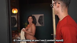 Shy Stepson Cannot Resist Stepmom's Huge Tits in Pool