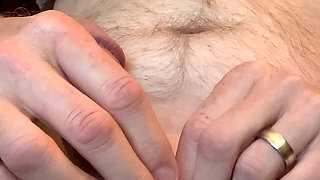 Homemade needles in shaved, bound balls with ESTIM, jerk off and cumshot