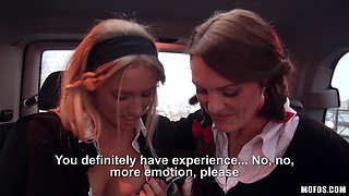 Dominica Phoenix & Jessi Gold stranded schoolgirl threesome sex frenzy