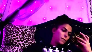 Shemale tranny enjoying solo masturbation