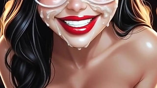 Funny Brunette Looking at Camera (Ai Animation)