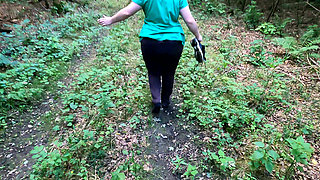 Spanking Her Big Tits in the Woods