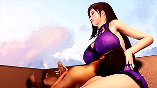 Tifa smothers him with her huge tits while teasing his lollipop