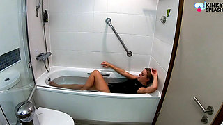 Wet Wetsuit Masturbation in the Bath with Lucy
