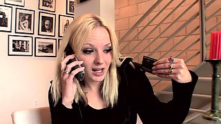 filthy whore stretches ass on black rod