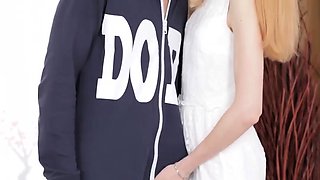 Kissing youthfull blond and her legitimate yr old boyfriend