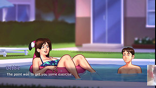 Big boobed MILF Step-Mom was surprised!! I fucked her in the swimming pool.