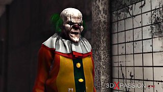 Big-Tits College Cosplayer Barely Escapes Evil Clowns Rough Hardcore Pounding in Derelict W