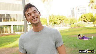 Classy Tommy Cabrio and Saba Lapiedra - outdoors trailer - Bang Bros Network