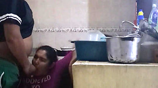 Employee Fucking and Sucking When She Washes Dirty Dishes