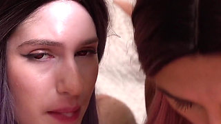 Horny Neighbors Sucking My Dick Like Crazy! Caught Them Kissing at My Bedroom!