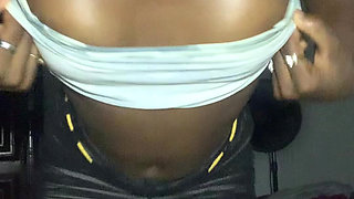 Hot Sexy Dance Ebony Teen Teasing with Oily Wet Pussy Shows in Mini Skirt
