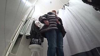 MILF with Big Tits and Fat Ass Caught on Store Fitting Room Camera - BBW in Lingerie