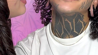 The Girl in Long girl Stockings Bites the Tough Guy