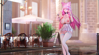 [mmd] Lingyuan - Comfortable Thing Milk Chain Tight Miniskirt White Silk Leg Rings