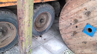 Naked tit slapping in the snow