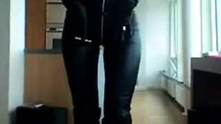 Smoking Hot Brunette Milf in Latex Catsuit and Boots