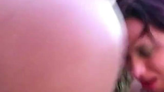 Step father with big cock fucks skinny teen and her friend on vacation outdoor