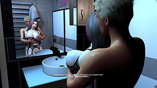 3D BBW Mature MILF Cheating with Young Big Dick in Bathroom