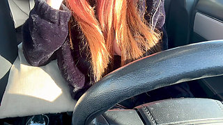 New Long Car Ride with Artemisia Love Flashing Her Horny Juicy Big Boobs Long Hair Fetish Hard Nipples