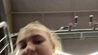 Stretching and fucking in the gym you