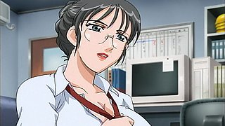 Busty Brunette in steamy cartoon romp with secretarial attire