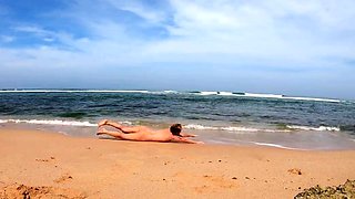 Blonde Babe's Naked Swim in the Ocean