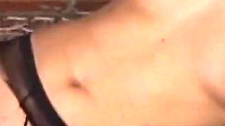 Fishnet brunette banged and facialized by a BBC