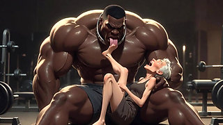 Granny Moaning in Pleasure - Strong Black Man Sucking Her Feet