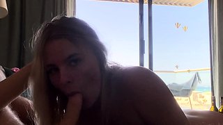 Tanned blonde with a stunning ass gets fucked and rides my