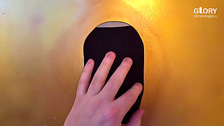 Big daddy cock explodes: First load too early in the mouth, second in the cum jar