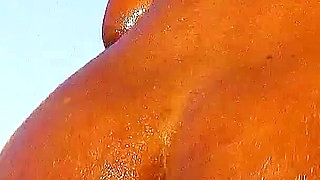 Ebony teen Nancy fucked by strangers on vacation on the beach