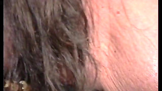 Hairy milf in sexy stockings fills her pussy with everything she has