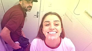 Skinny Latina Amateur Fanny Squirting Gets Fucked Doggy Style in Bar Bathroom by Stranger - No Condom 4K