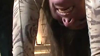 Humiliating candle in pussy