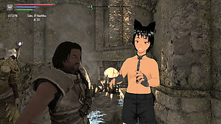 Skyrim B and L - Having a Fun Time Near a Fireplace and a Threesome!