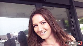 Graceful girlfriend at german outdoor movie