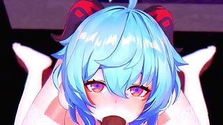 Genshin Impact - Ganyu’s Sloppy Blowjob and Squirting Orgasm - 3D Hentai Animations