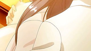 Glasses on, the anime face tilts into a heavy blush