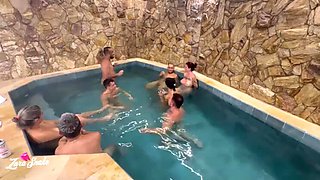 Wild Motel Party with Friends - Busty Latina & Big Cock Fun in Red Sheer Lingerie