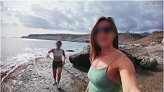 Beach Handjob: During My Exhib Trip I Find The Two Girls Flashed In The Parking Lot